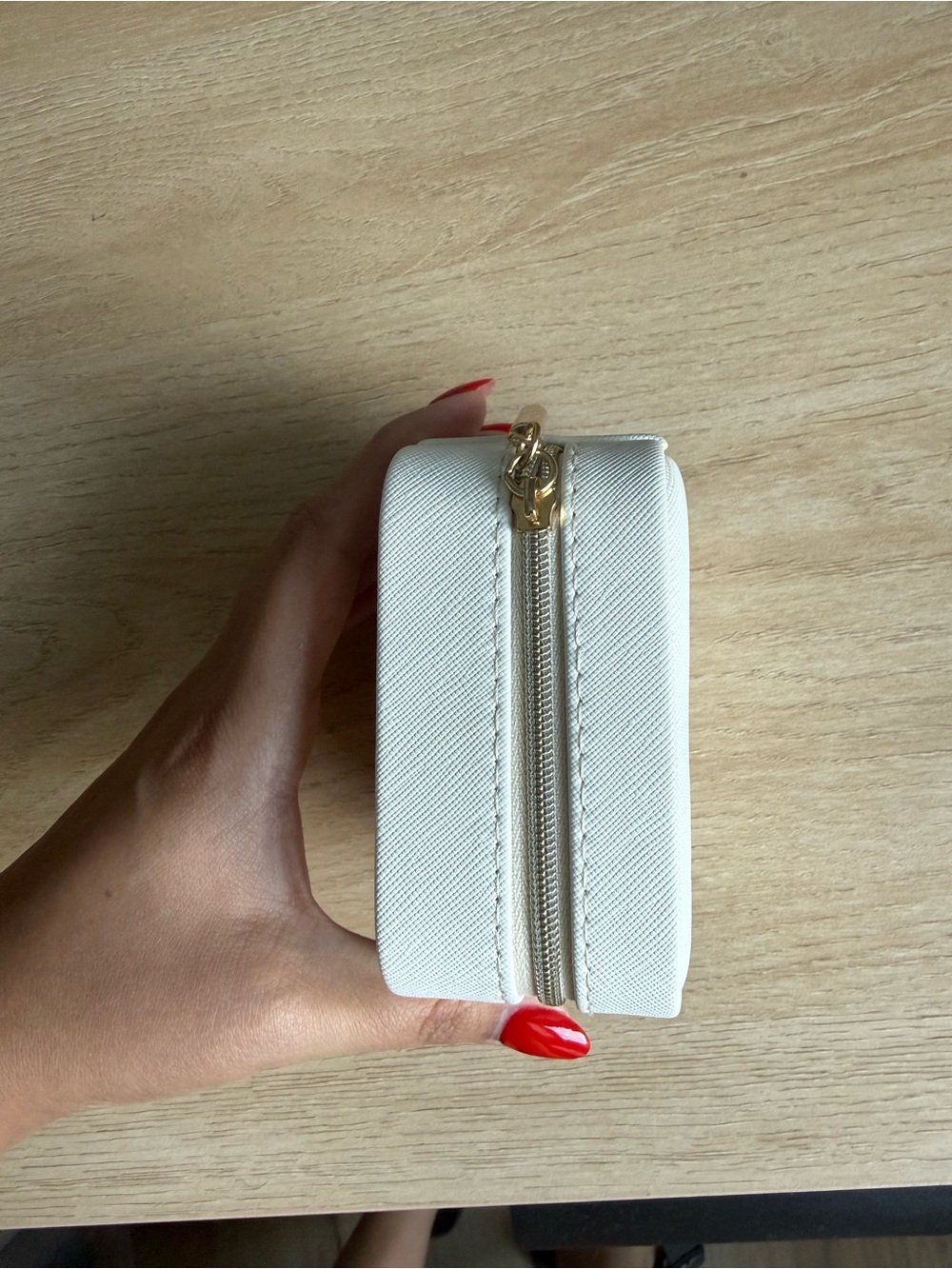 Travel Jewelry Box Organizer White Vegan Leather Mirror Case - Picture 5 of 6